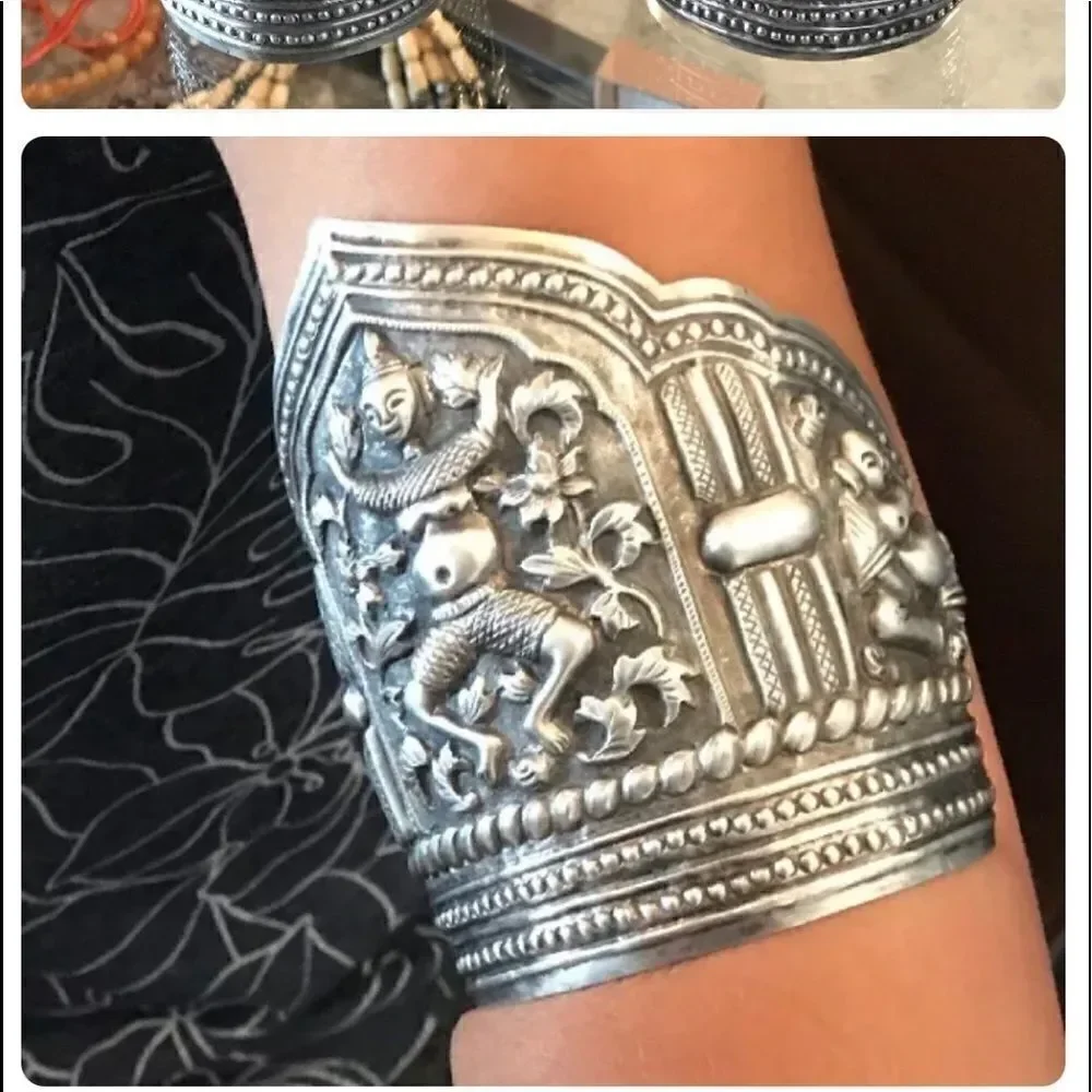 .925 Silver Cuff Buddha Antique Bracelets